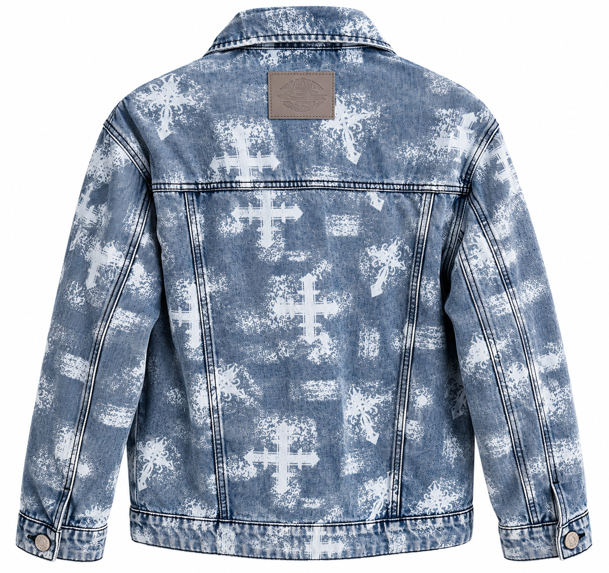 SMOKE&ASH Acid-Wash Denim Jacket – Blue/Grey