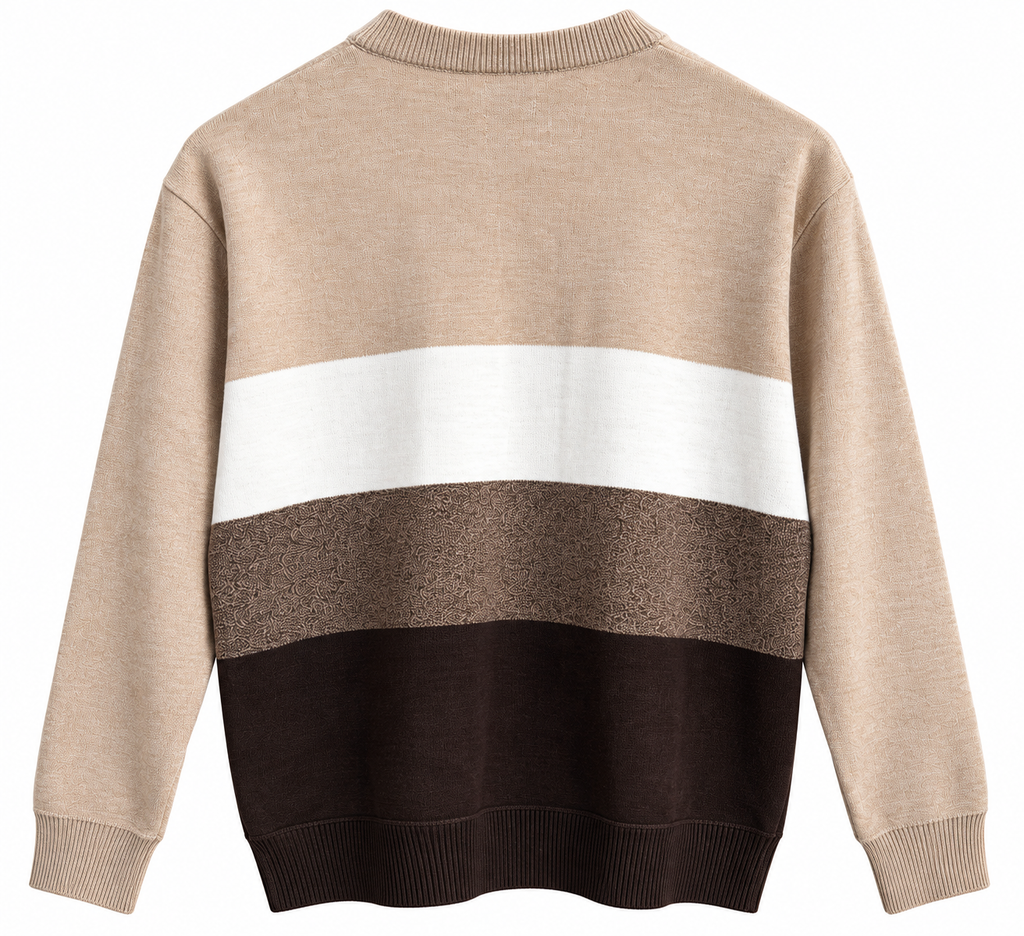 DAY & AGE Premium Color-Block Knit Sweater – Beige & Brown