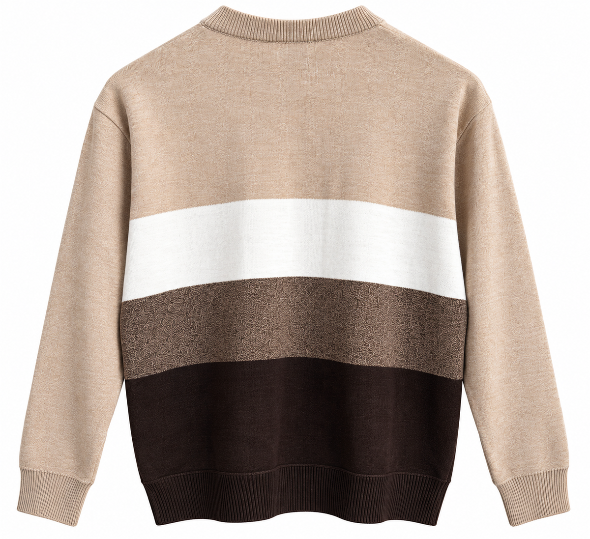 DAY & AGE Premium Color-Block Knit Sweater – Beige & Brown