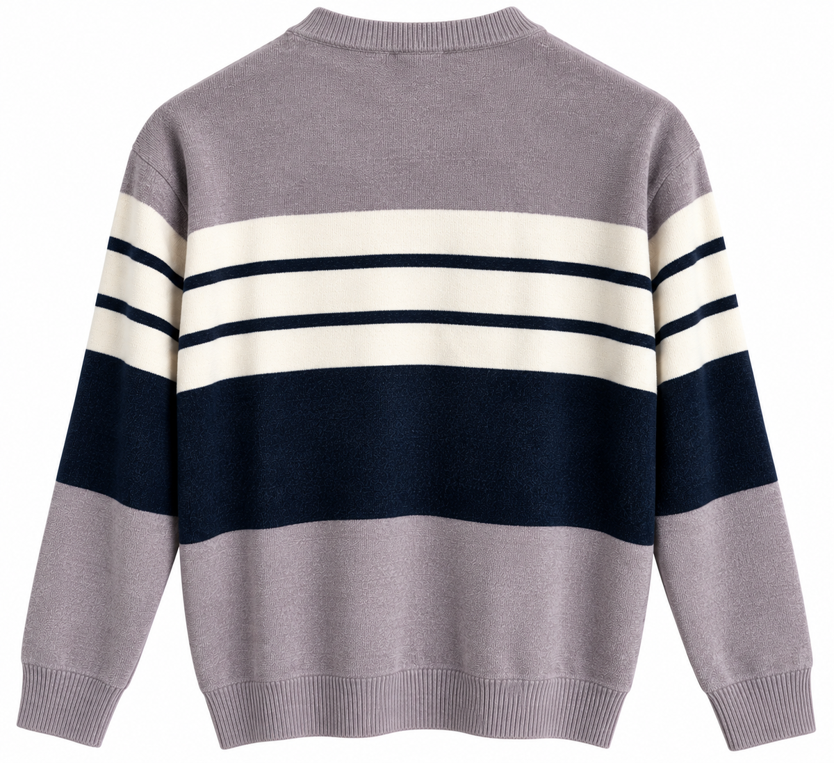 Silver Stone Grey & Navy Striped Knit Sweater
