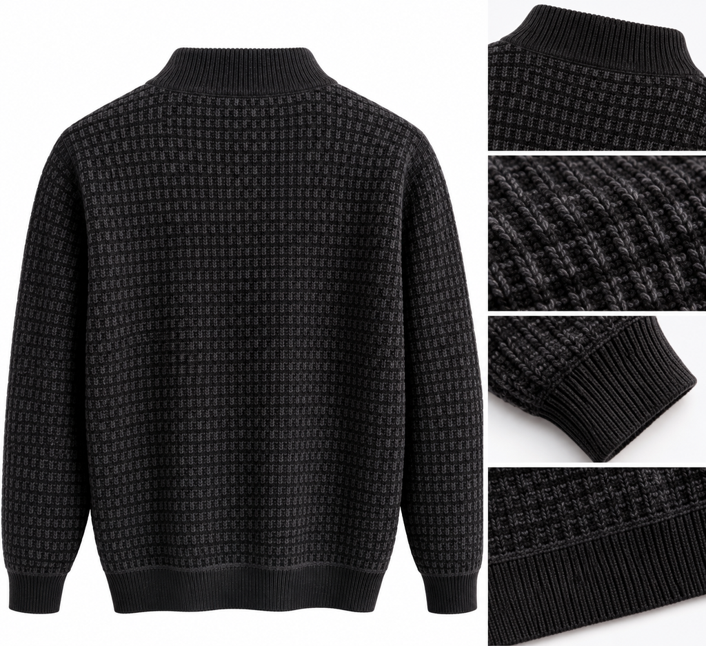 Kenneth Cole Textured Full-Zip Knit Jacket – Black