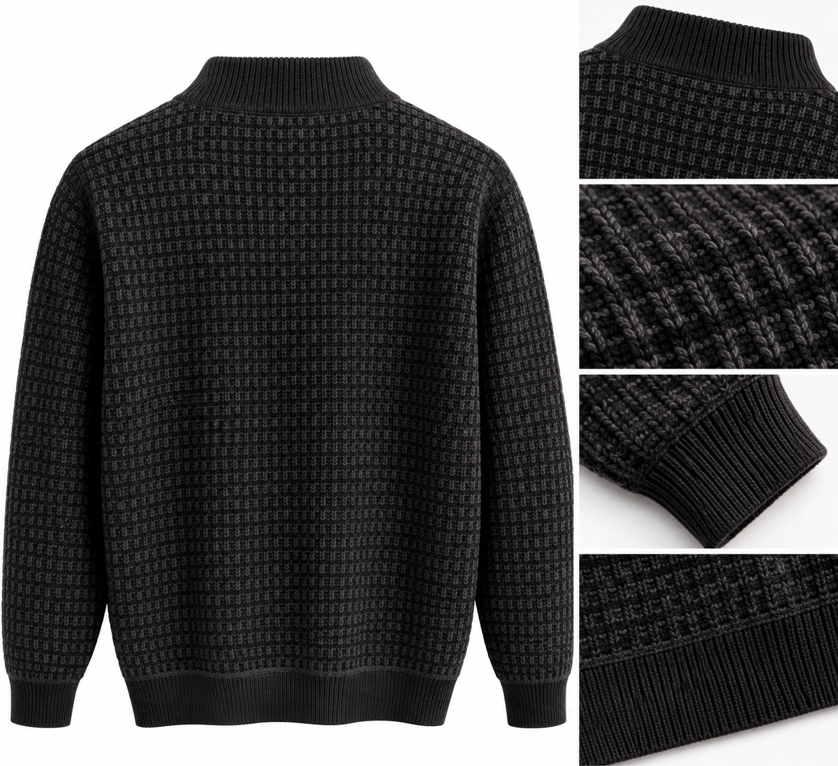 Kenneth Cole Textured Full-Zip Knit Jacket – Black