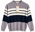 Silver Stone Grey & Navy Striped Knit Sweater