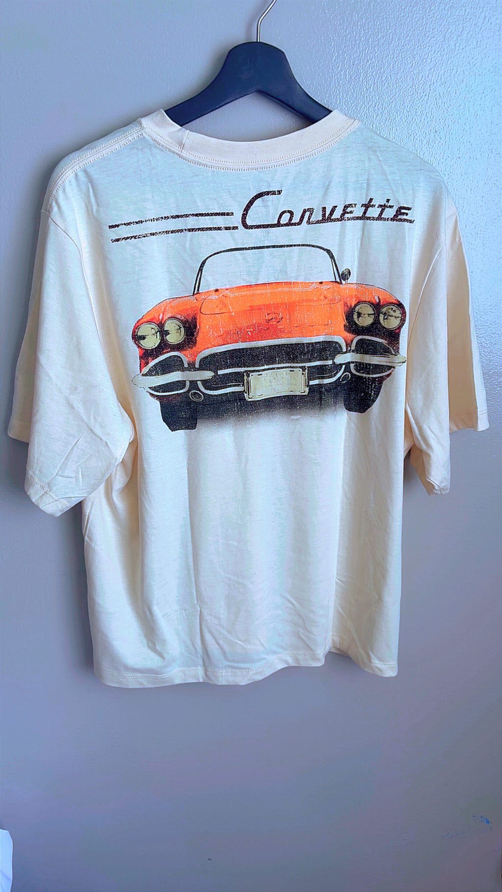 Corvette Classic Car Graphic T-Shirt – Light Gray