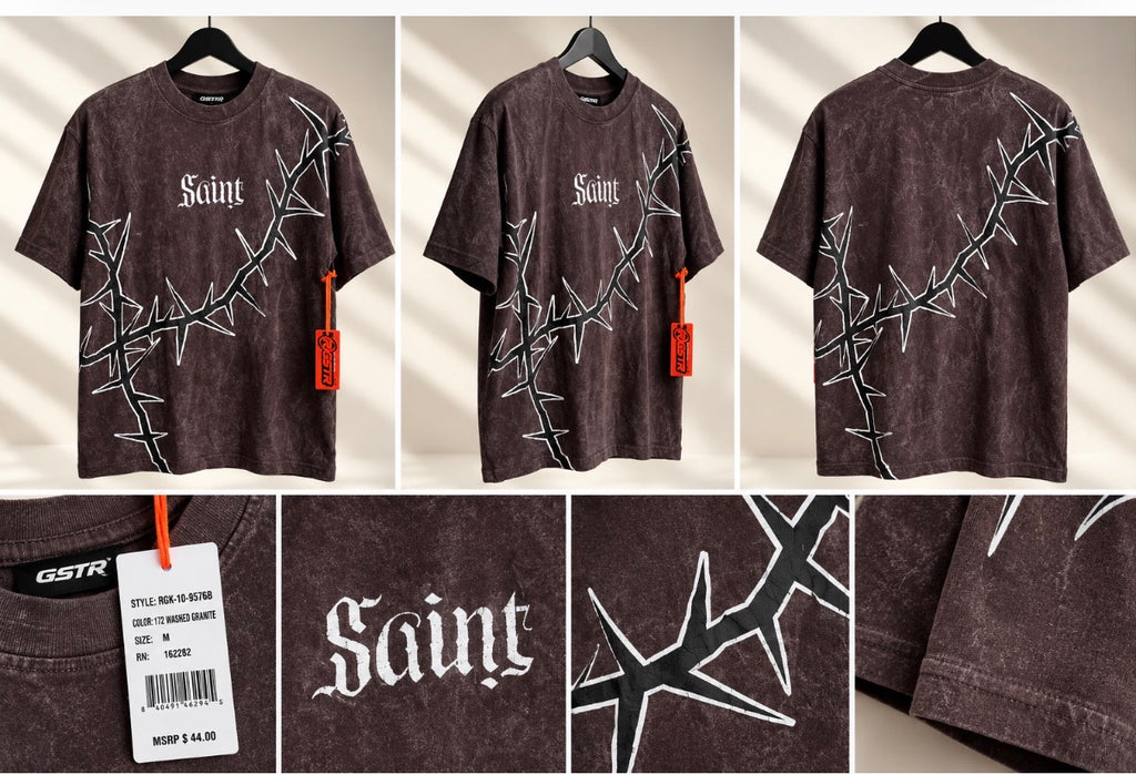 Riot Empire Thorn Graphic T-Shirt – Washed Charcoal