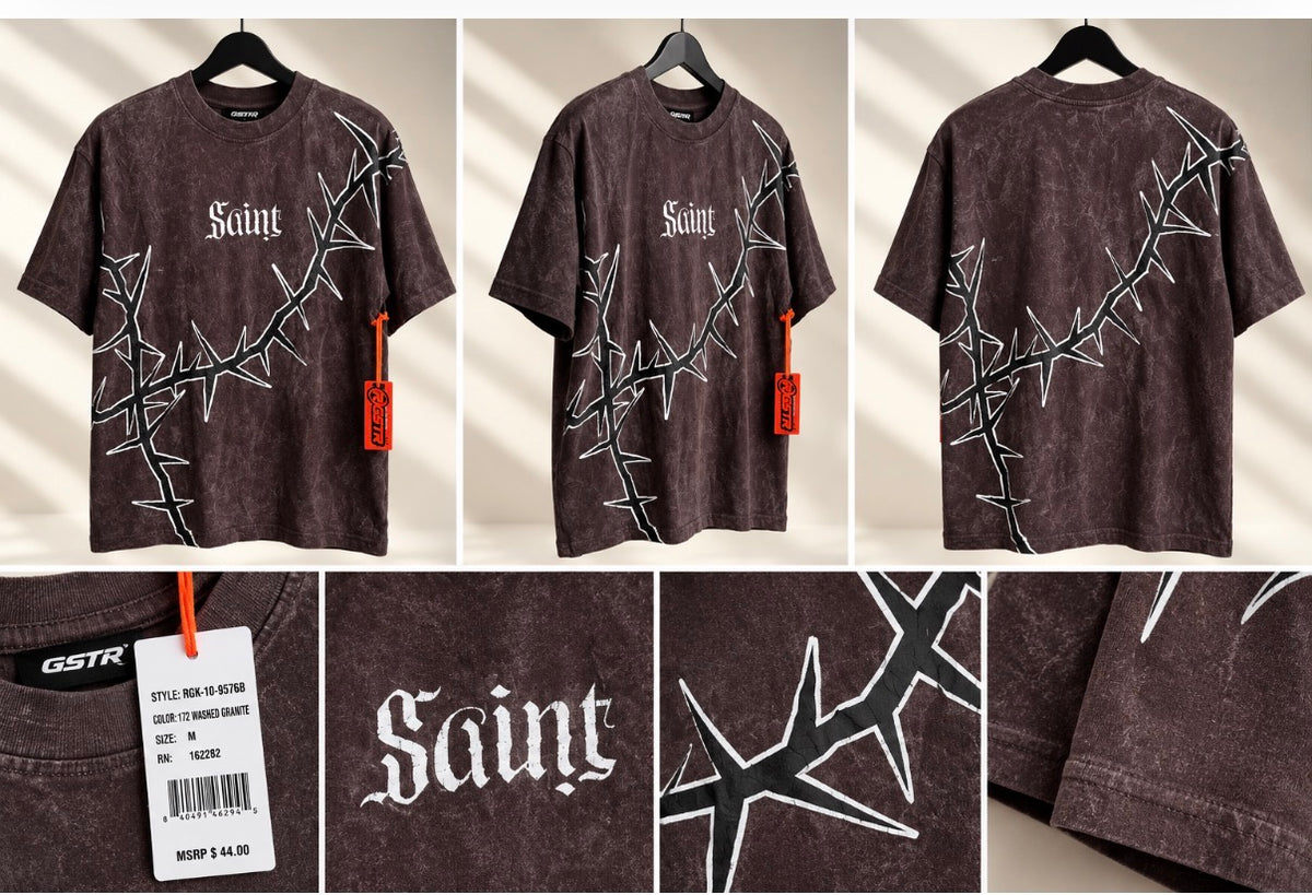 Riot Empire Thorn Graphic T-Shirt – Washed Charcoal