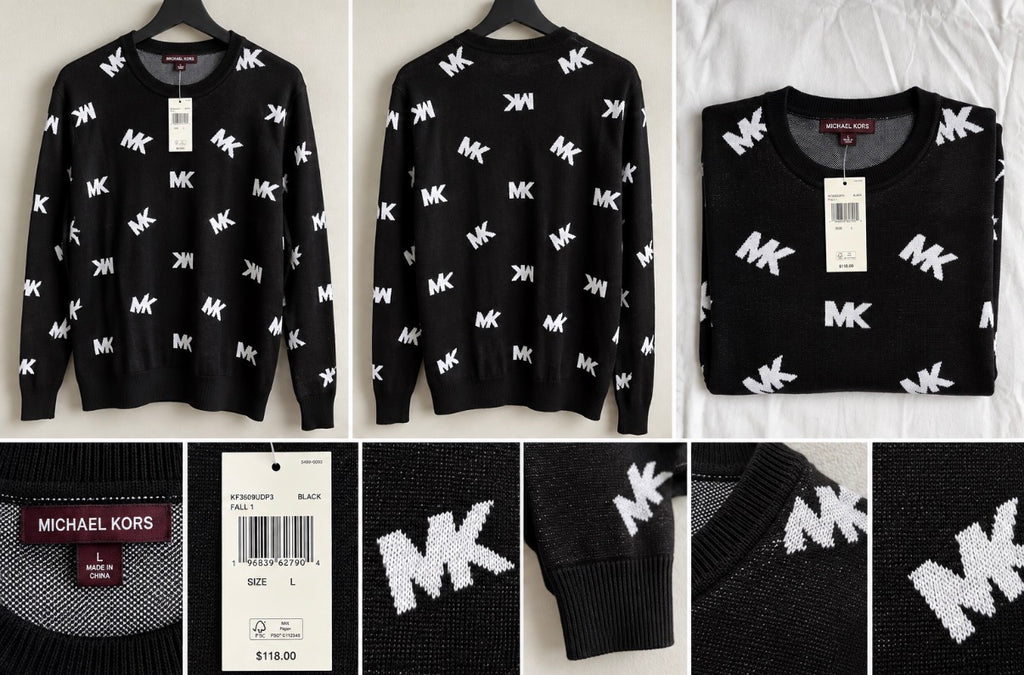 Michael Kors Allover MK Logo Crewneck Sweater – Black