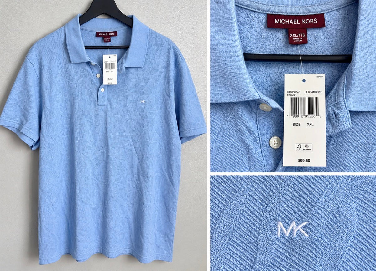 Michael Kors Jacquard Polo Shirt – Light Chambray Blue