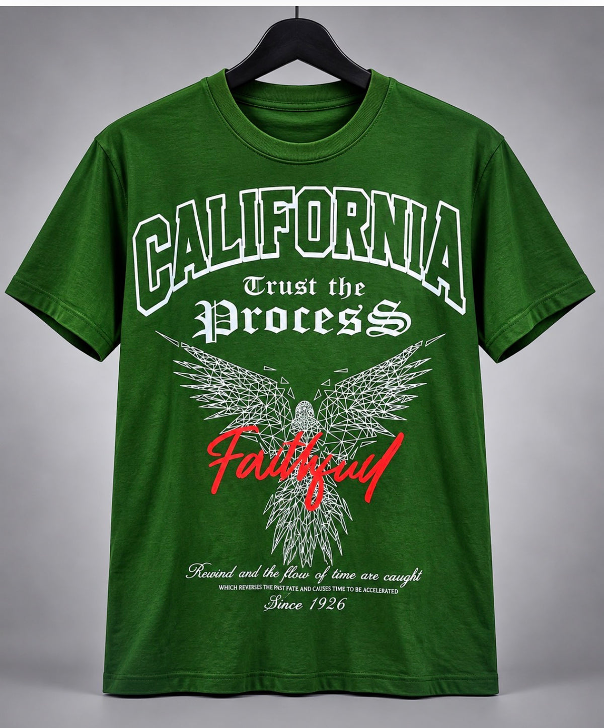 California Trust the Process Graphic T-Shirt – Forest Green