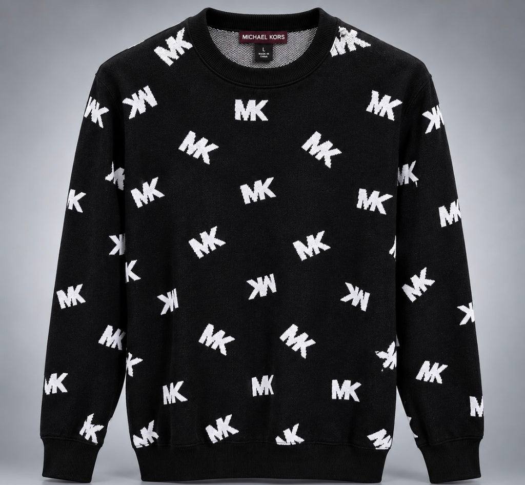Michael Kors Allover MK Logo Crewneck Sweater – Black