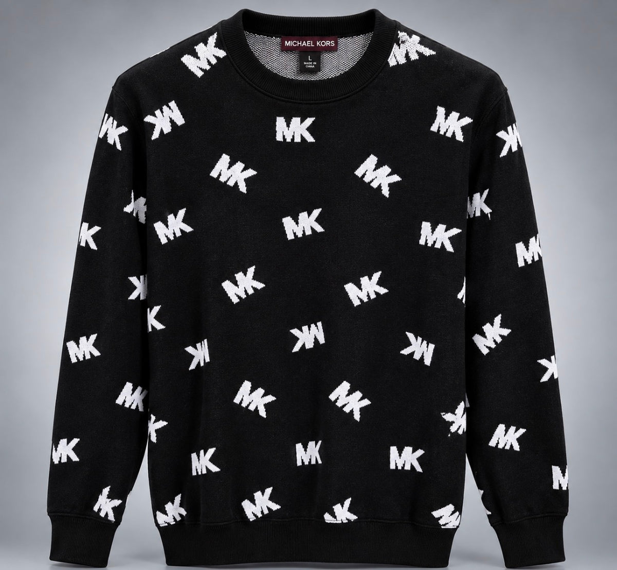 Michael Kors Allover MK Logo Crewneck Sweater – Black