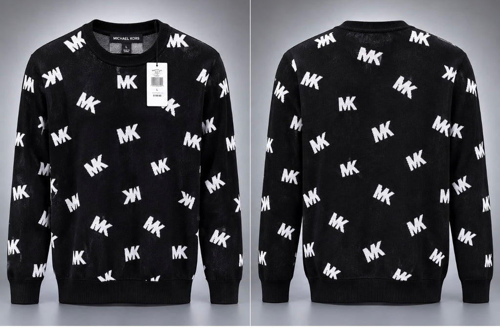 Michael Kors Allover MK Logo Crewneck Sweater – Black