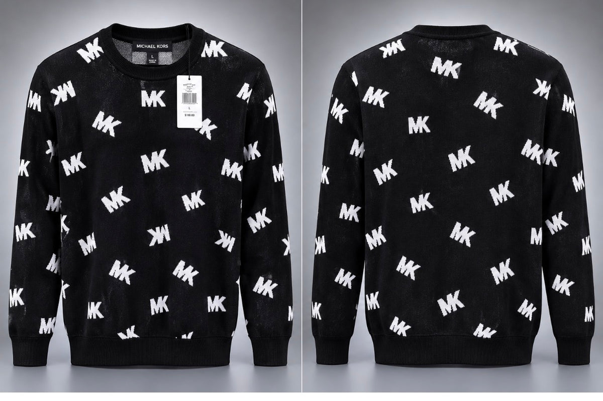 Michael Kors Allover MK Logo Crewneck Sweater – Black