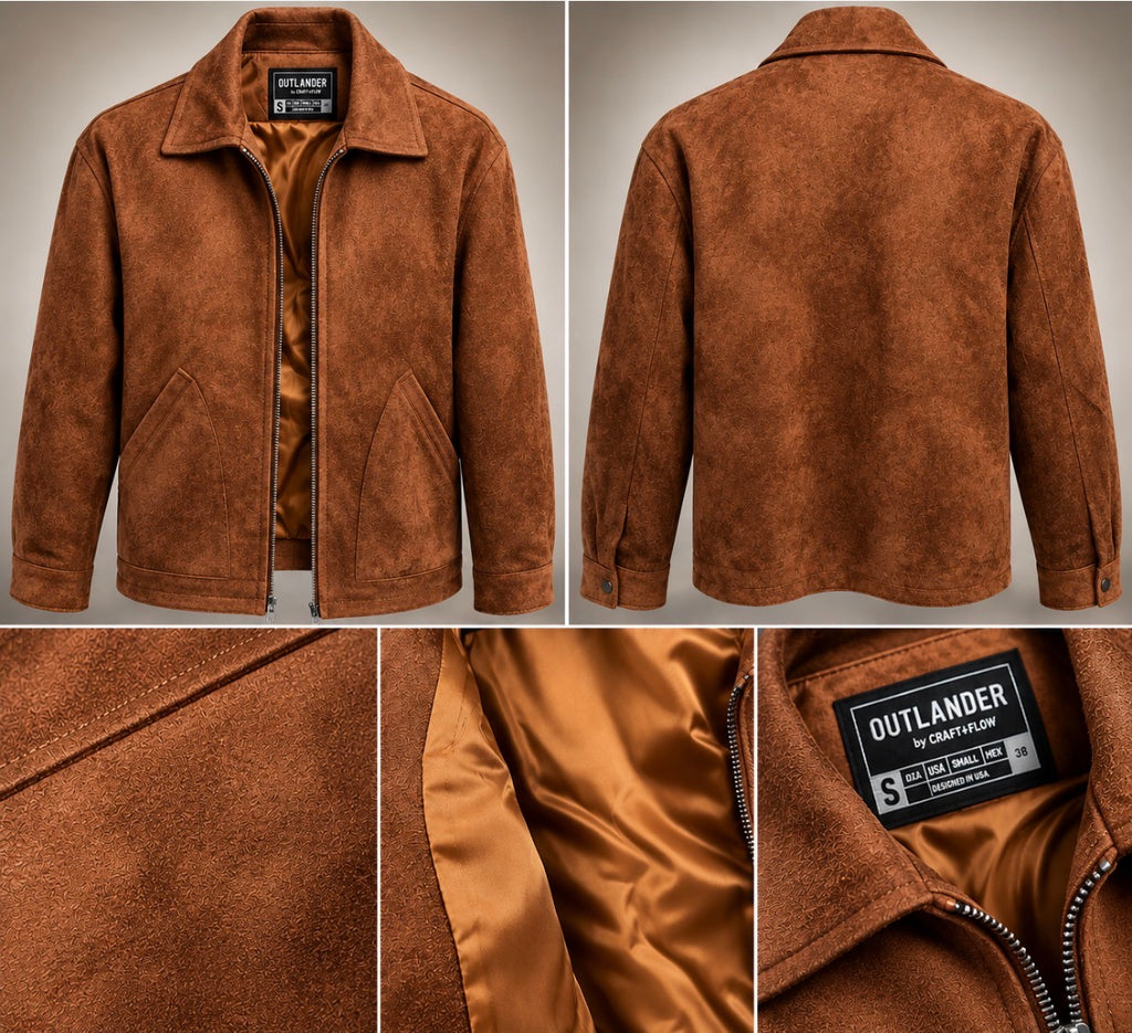 Outlander by Craft + Flow Tan Suede Zip Jacket