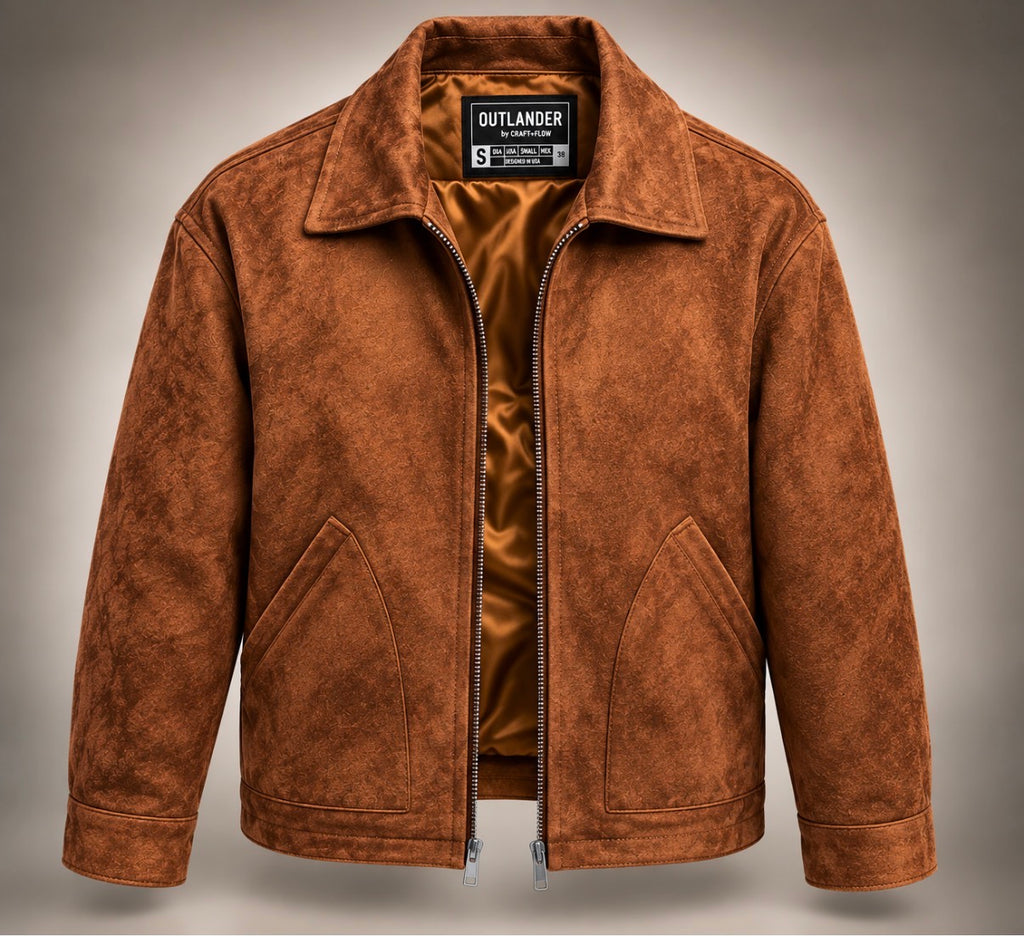 Outlander by Craft + Flow Tan Suede Zip Jacket