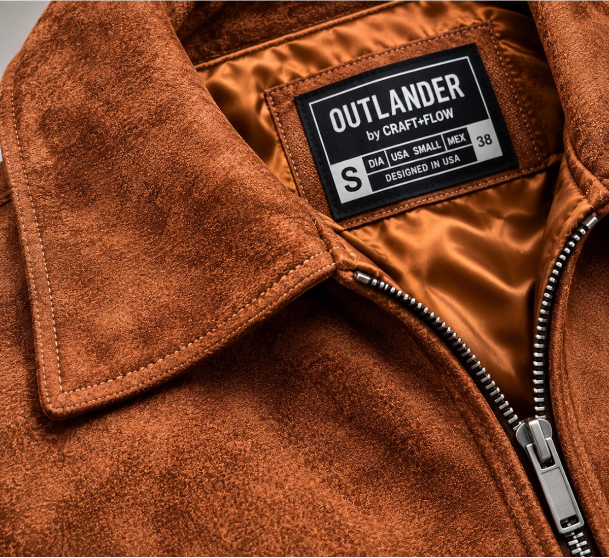 Outlander by Craft + Flow Tan Suede Zip Jacket