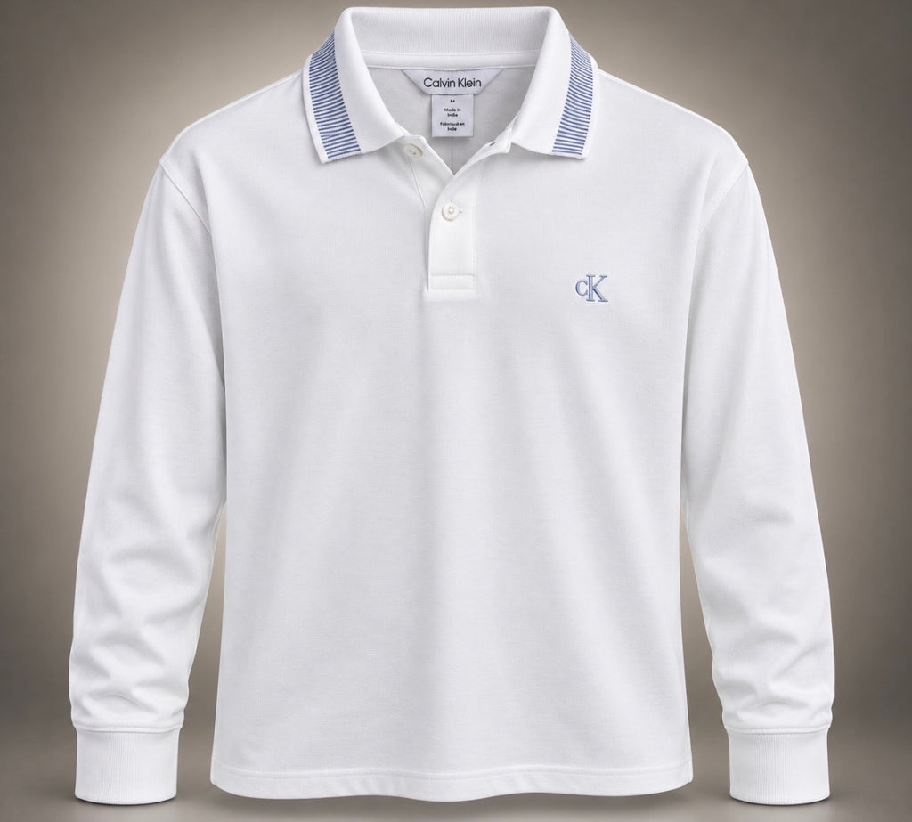 Classic Quarter-Zip Long Sleeve Polo — Ivory White
