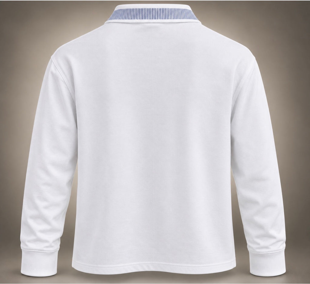 Classic Quarter-Zip Long Sleeve Polo — Ivory White