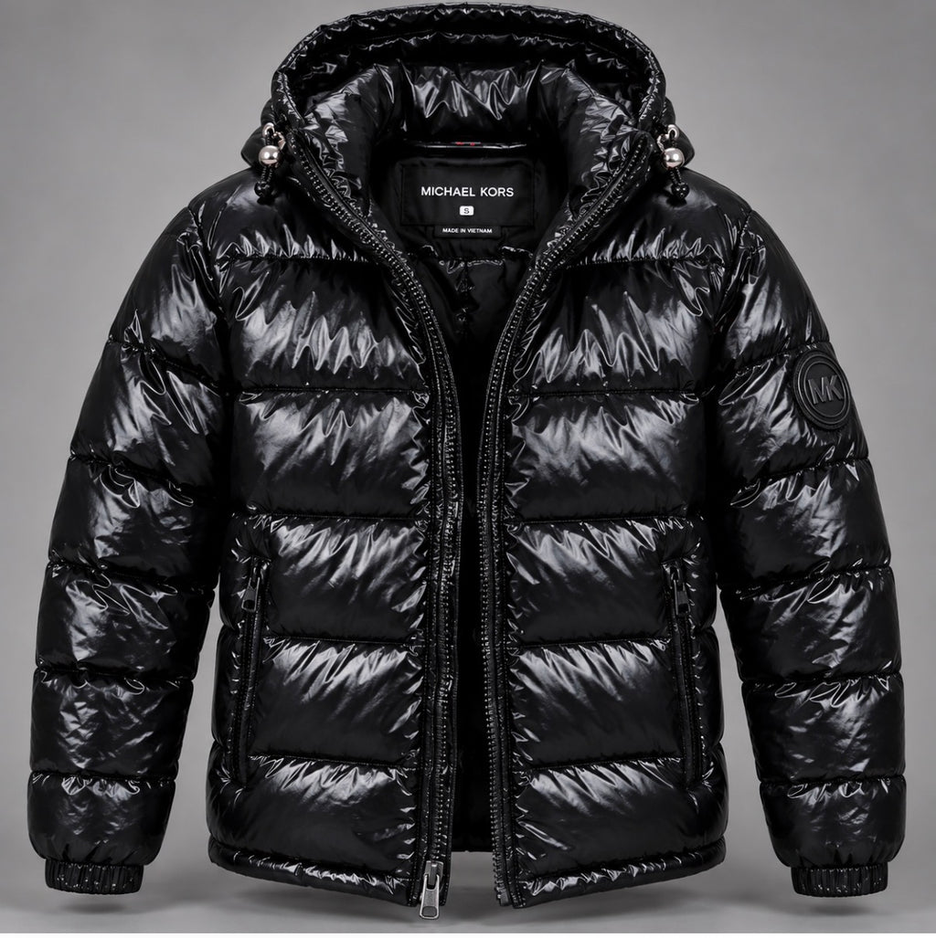 Michael Kors High-Shine Black Puffer Jacket — Size S