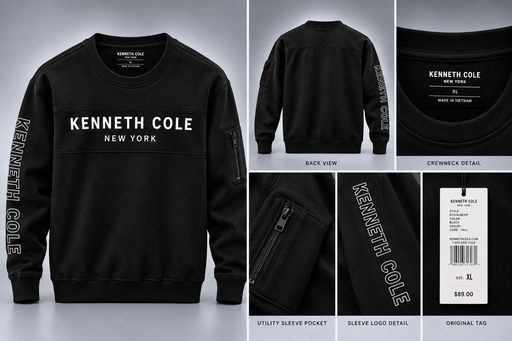 Kenneth Cole New York Logo Crewneck Sweatshirt – Black