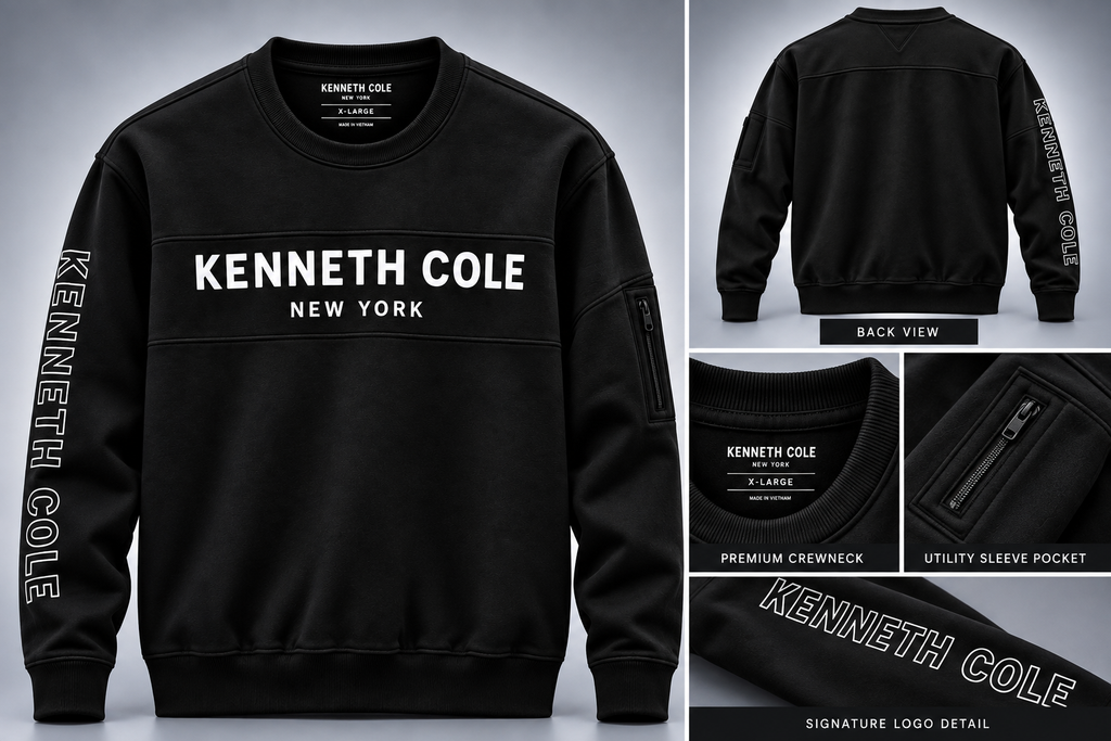 Kenneth Cole New York Logo Crewneck Sweatshirt – Black