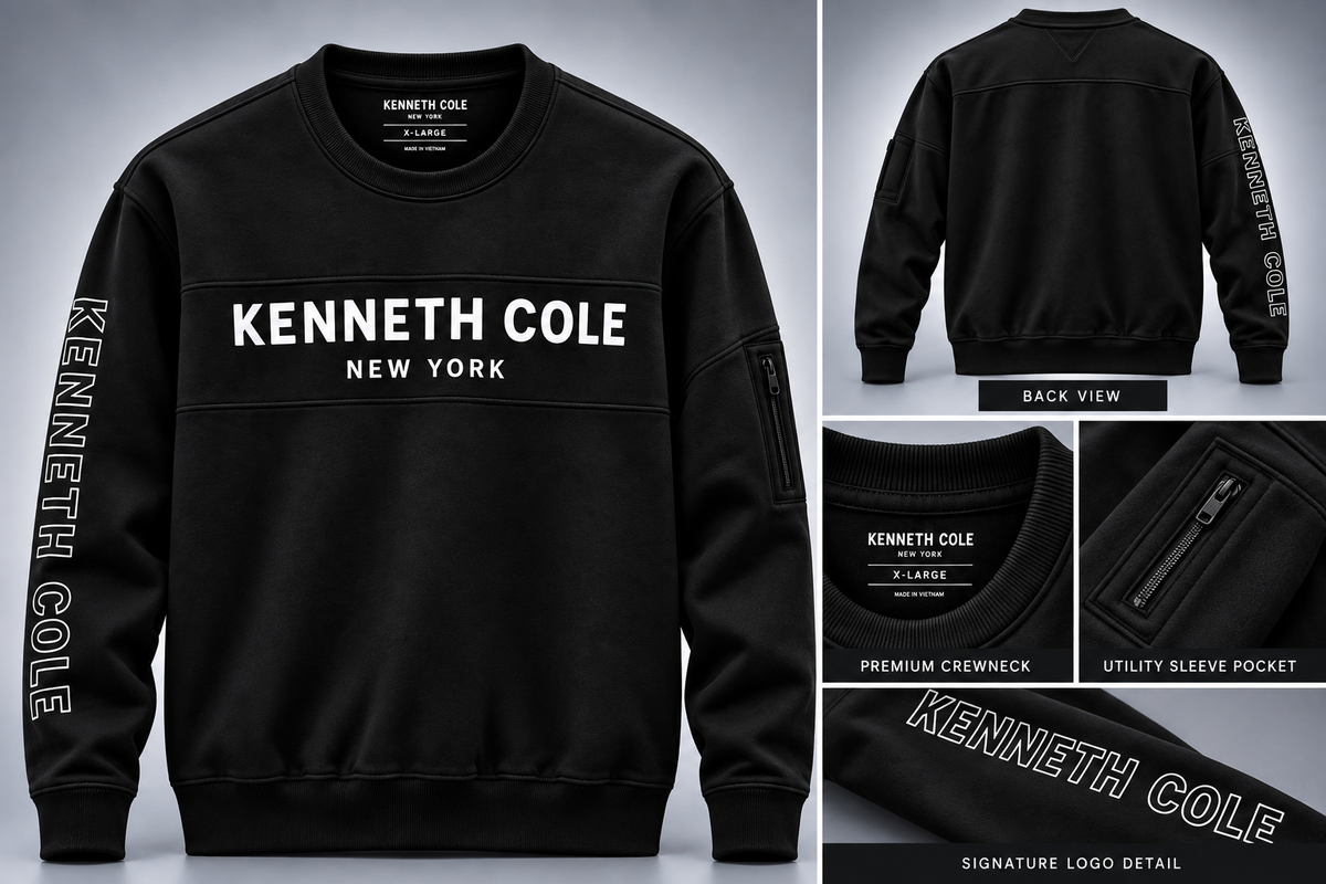 Kenneth Cole New York Logo Crewneck Sweatshirt – Black
